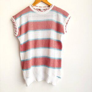 Vintage Striped Knit Short sleeve Top Made in England S